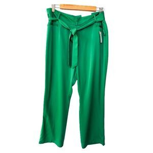 NWT Olivia Sky Emerald Green Silky Tie Waist Belted Pants 12